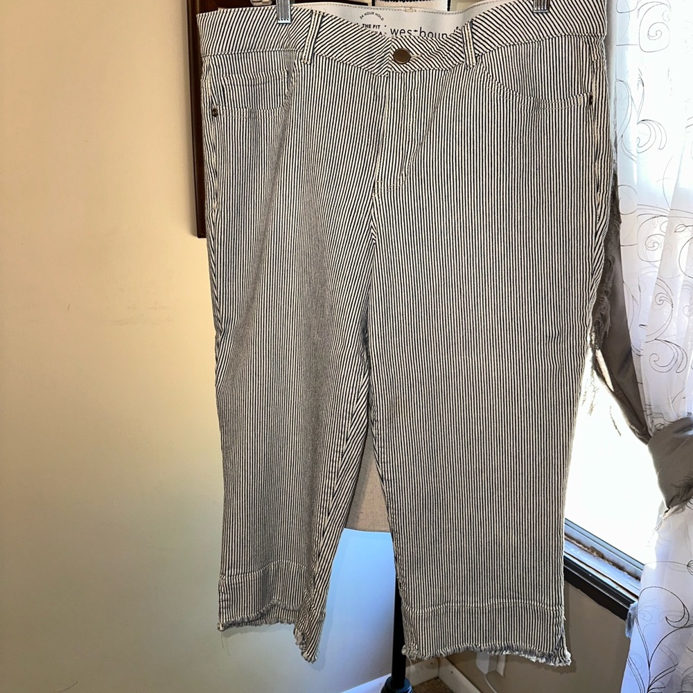 Westbound Blue and White Striped Cropped Pants